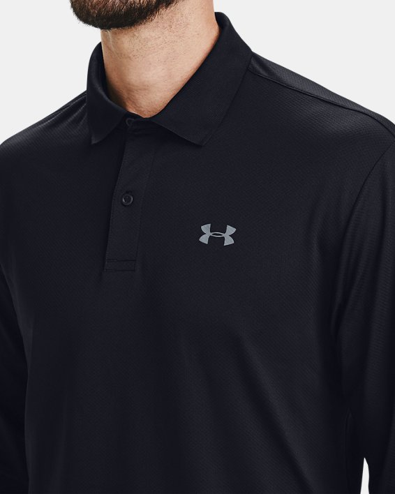 Men's UA Performance Textured Long Sleeve Polo, Black, pdpMainDesktop image number 3